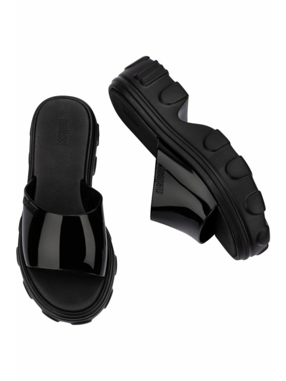 $100 Melissa Women’s Size US 7 EU 38 Ella Chunky Slide Sandal Platform Black PVC